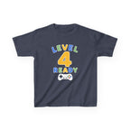 Kids Birthday Gaming T-Shirt — 'Level 4 Ready' Video Game Controller Graphic Tee