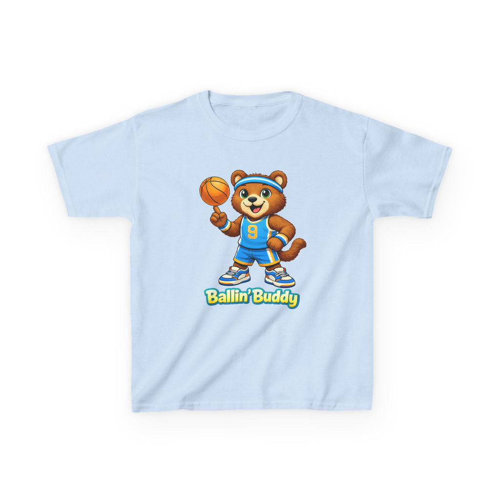 Kidxtr™ Kids Basketball T-Shirt — 'Ballin' Buddy' Cute Bear Basketball Graphic Tee