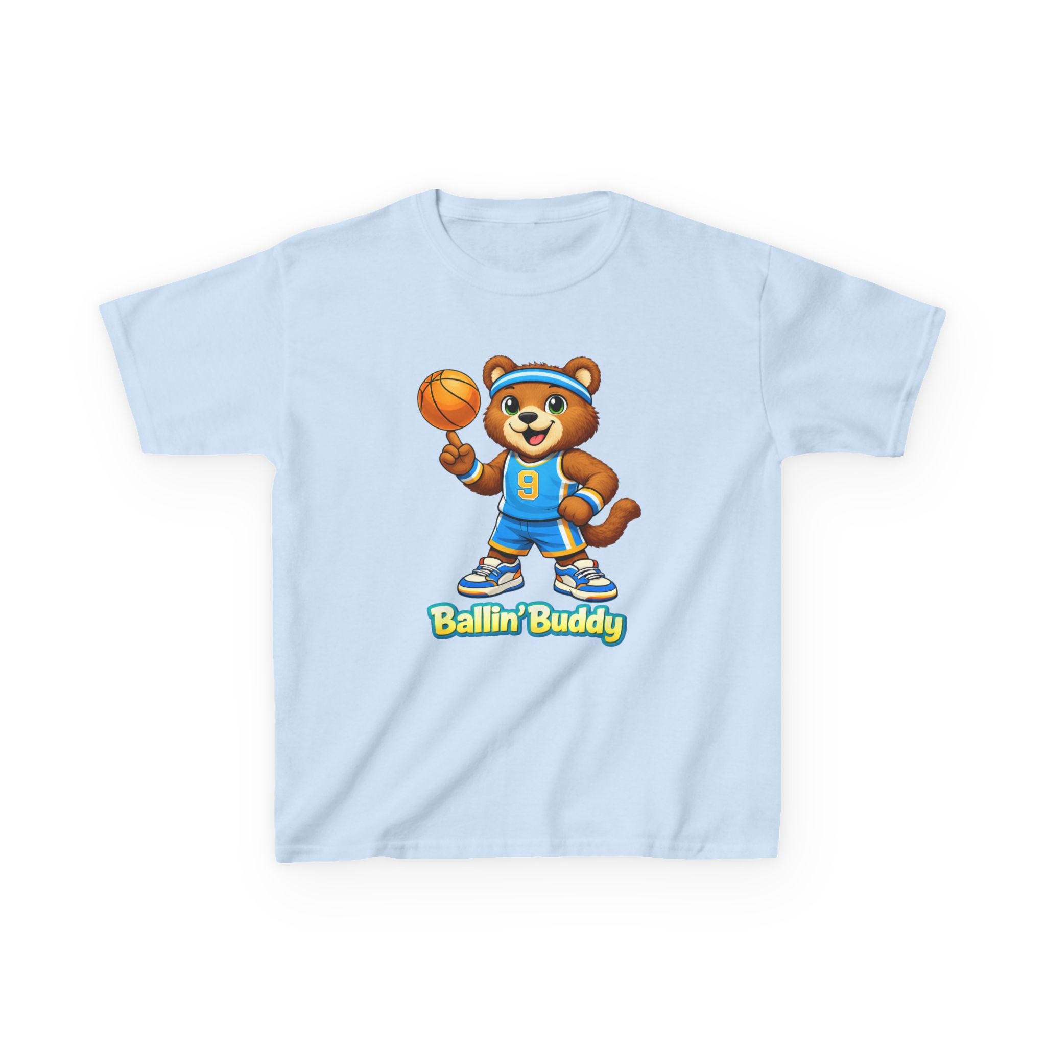 Kidxtr™ Kids Basketball T-Shirt — 'Ballin' Buddy' Cute Bear Basketball Graphic Tee