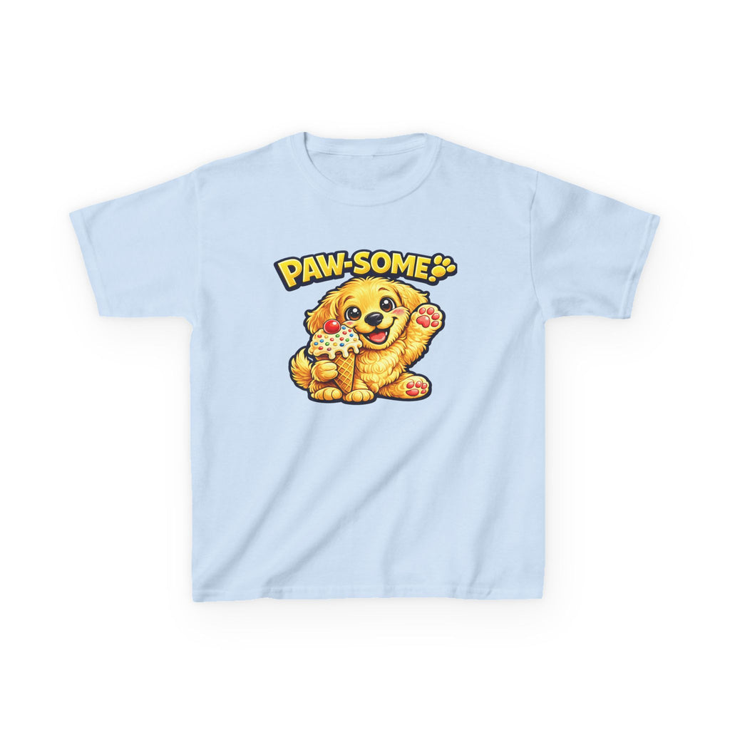Kids Dog T-Shirt — 'Paw-some!' Golden Puppy Graphic Tee