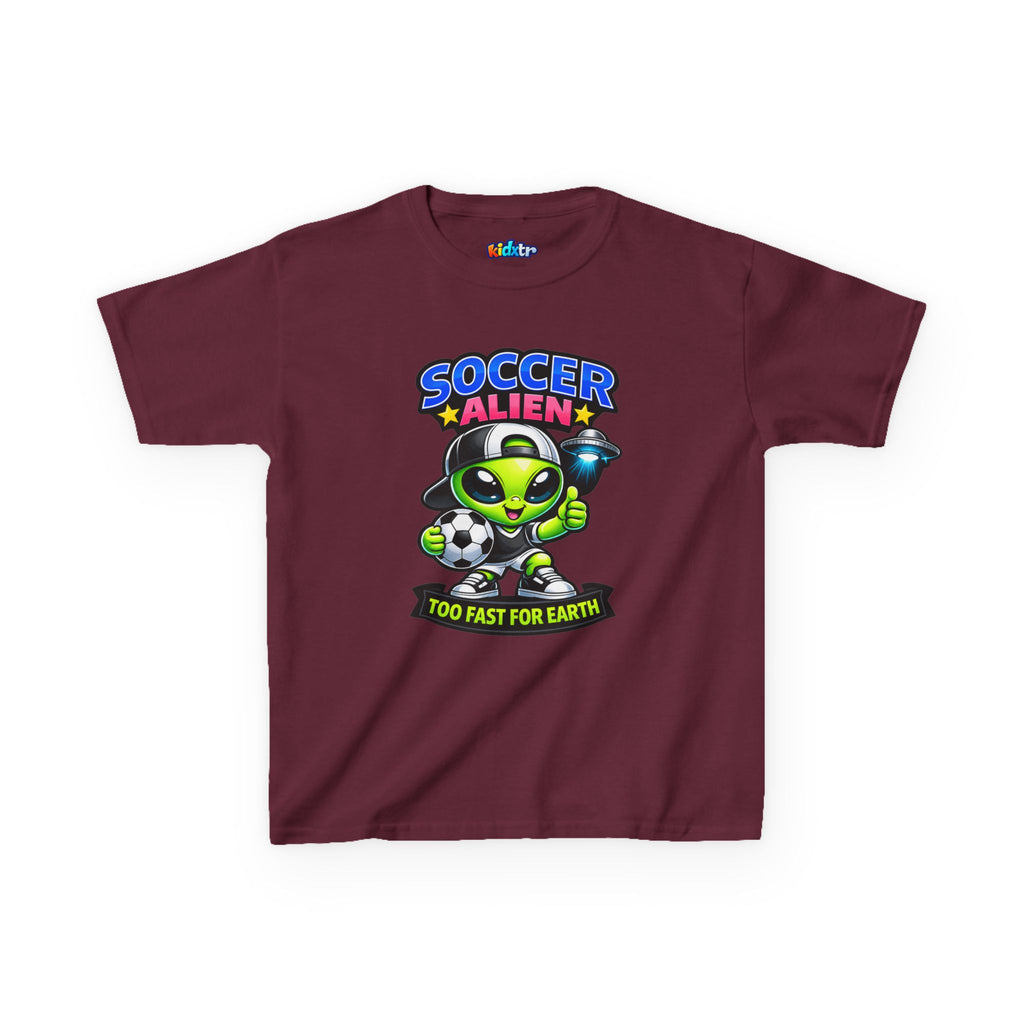 Kidxtr™ Kids Soccer T-Shirt — 'Too Fast for Earth' Alien Soccer Graphic Tee