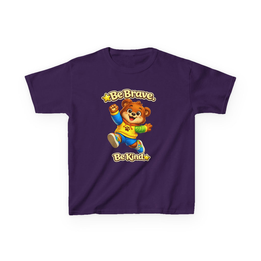 Kids Bear T-Shirt — 'Be Brave, Be Kind' Cute Bear Motivational Graphic Tee