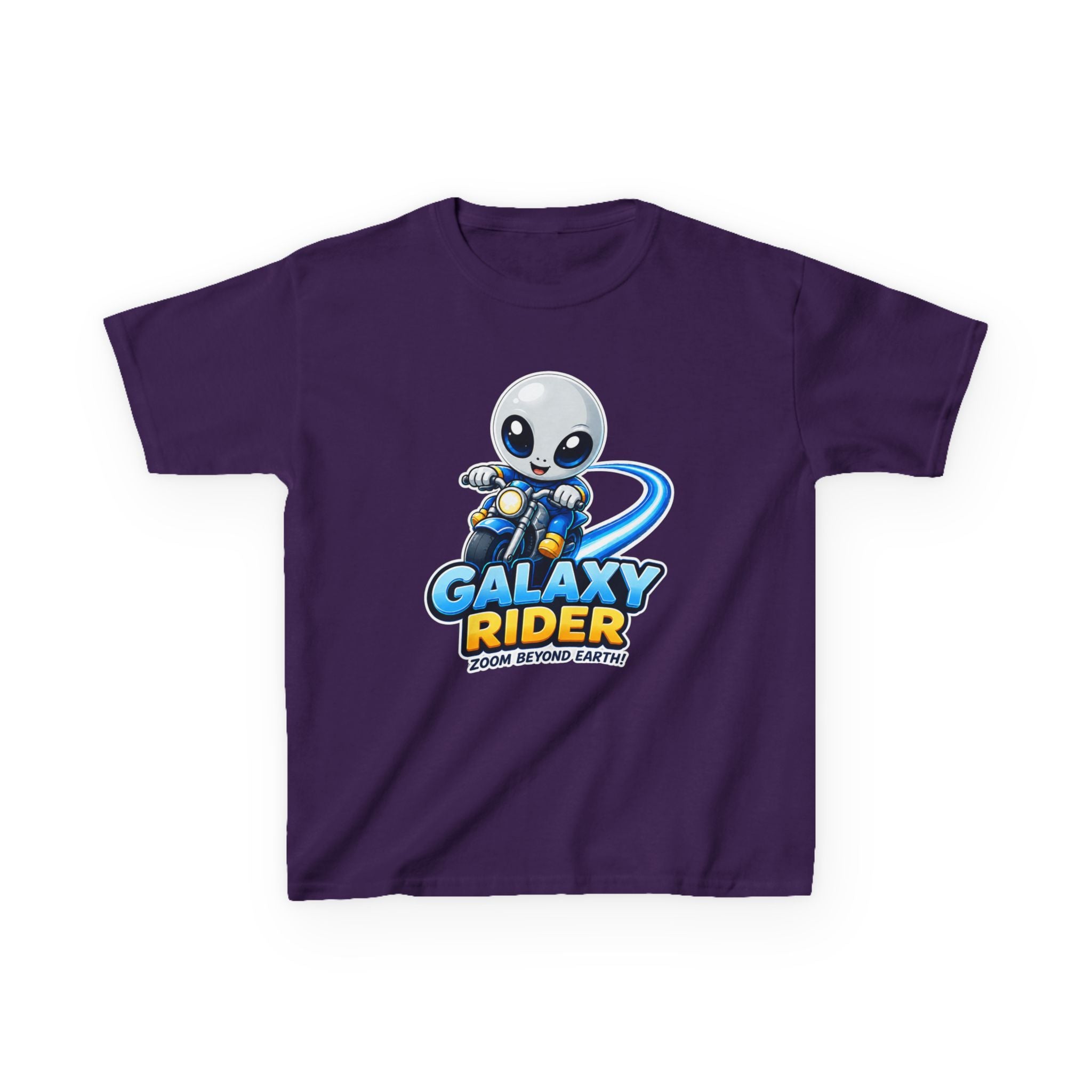 Kids Space T-Shirt — 'Galaxy Rider' Alien Scooter Cosmic Graphic Tee