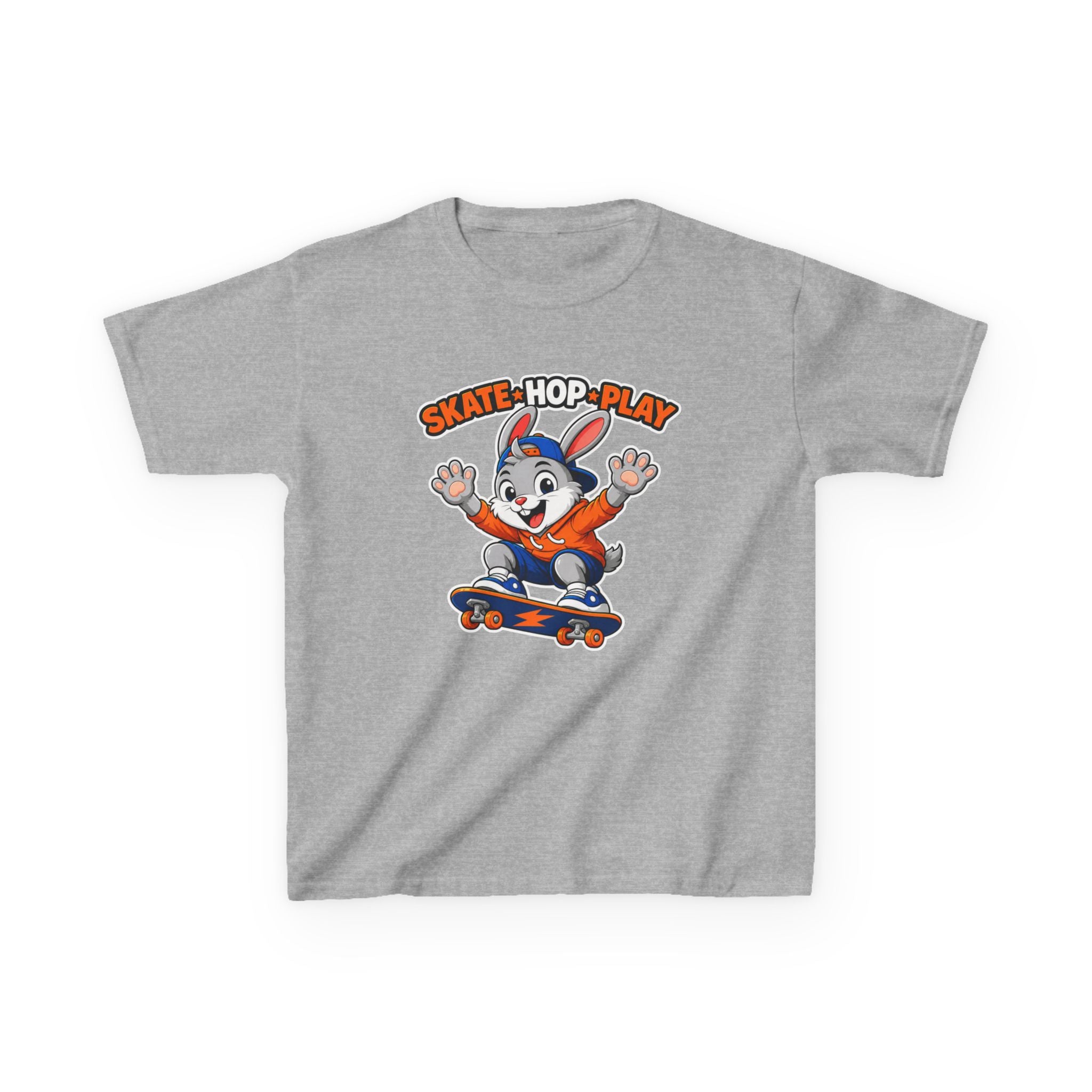 Kids Skate Hop Play T-Shirt — Cute Skateboarding Bunny Tee for Boys & Girls