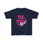 Kids Soccer T-Shirt — 'Kick Like a Girl' Soccer Graphic Tee