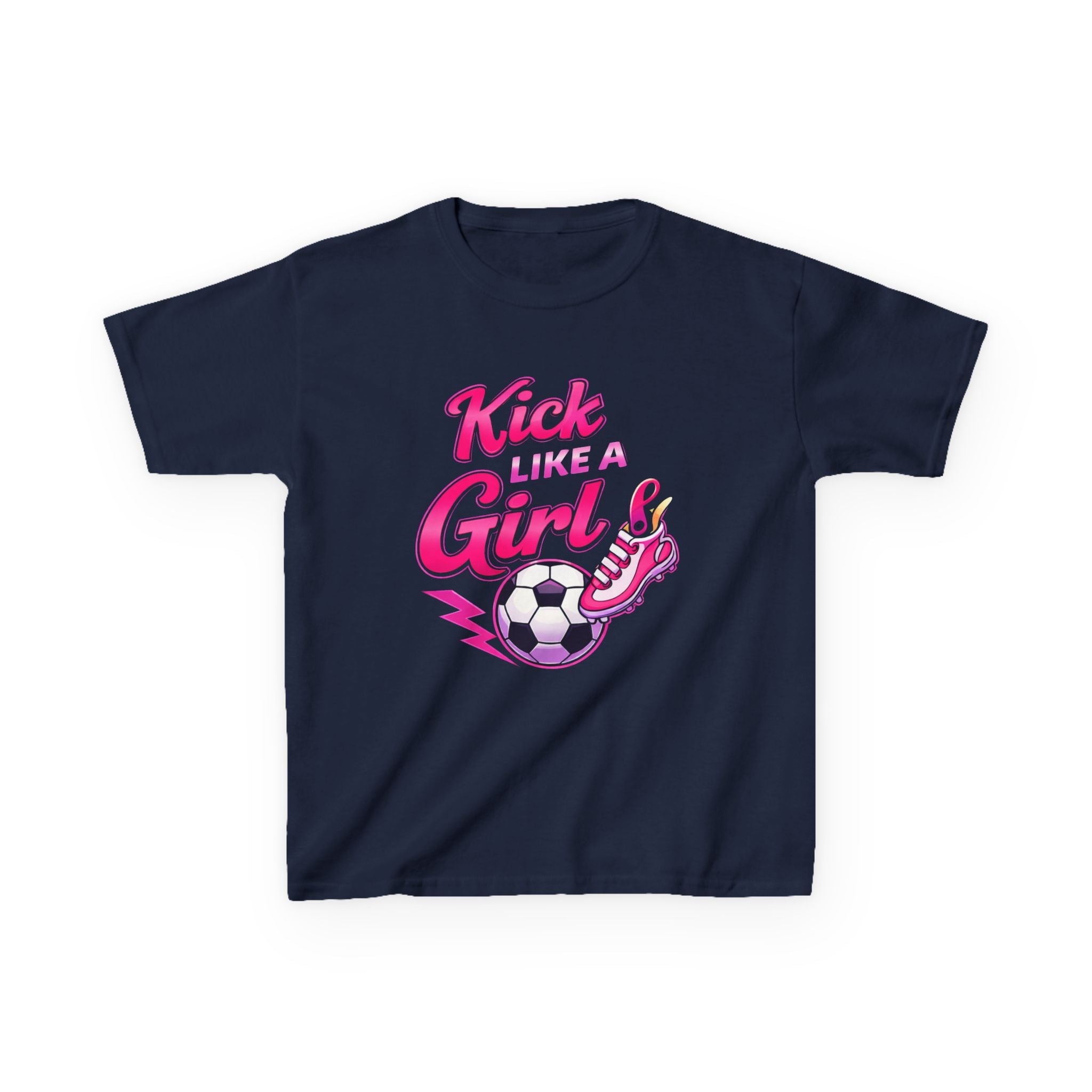 Kids Soccer T-Shirt — 'Kick Like a Girl' Soccer Graphic Tee
