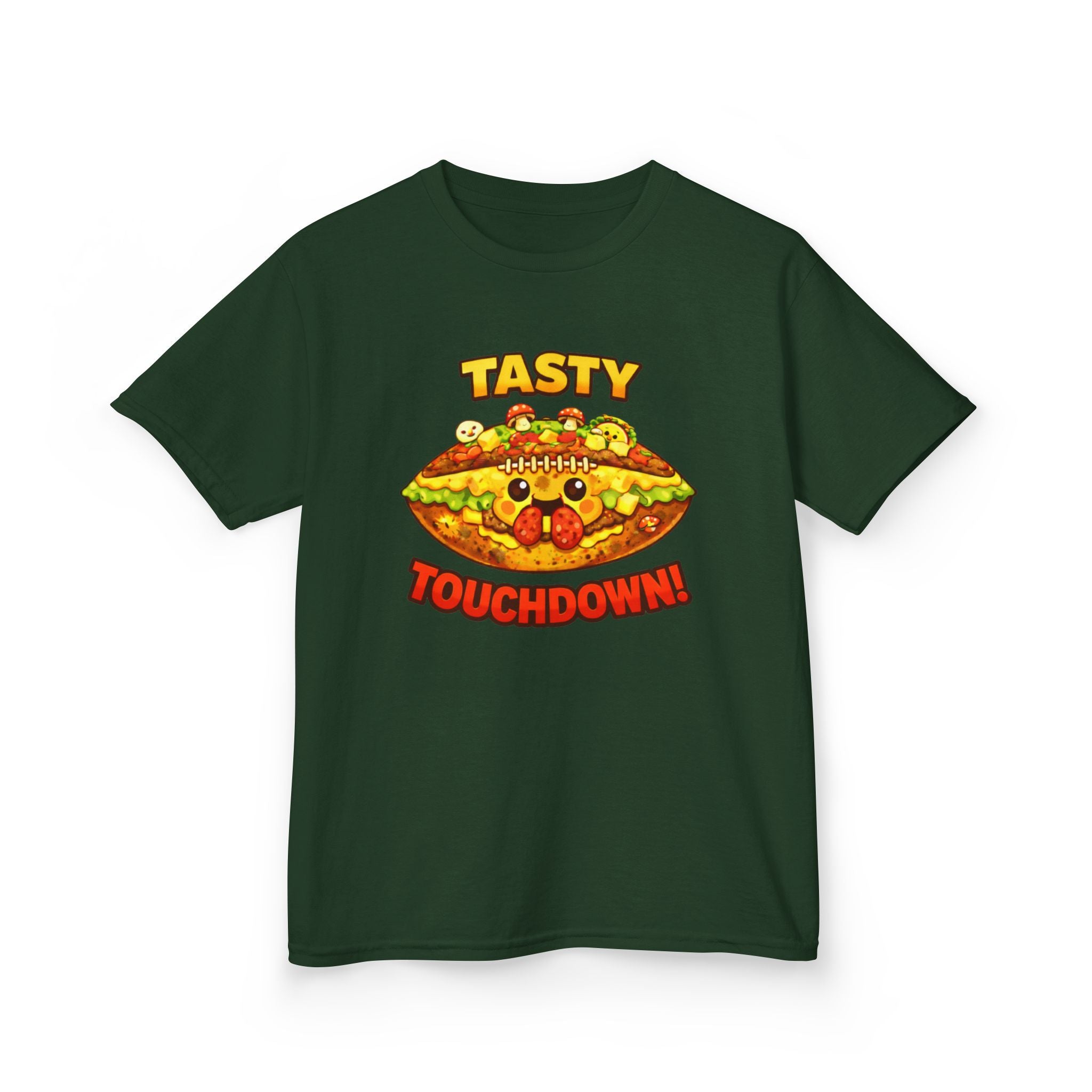 Kidxtr™ Kids Football T-Shirt — 'Football & Pizza' Cartoon Food Sports Graphic Tee