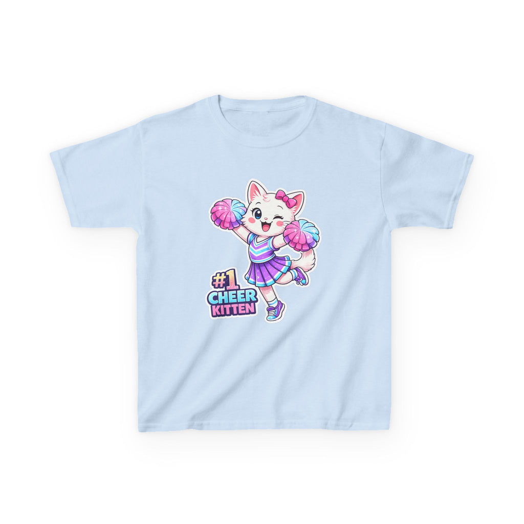 Kids Cheer Kitten T-Shirt — '#1 Cheer Kitten' Cute Cheerleader Cat Graphic Tee