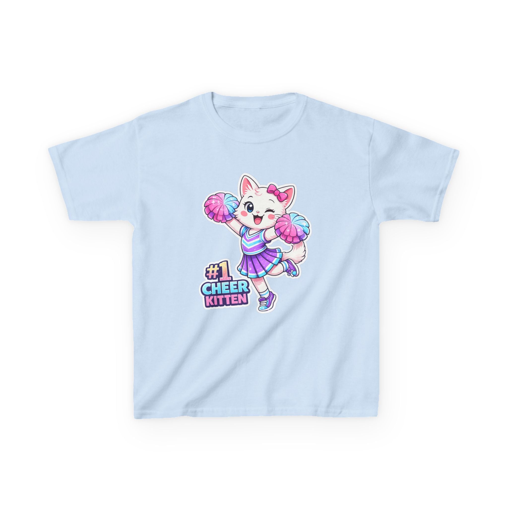 Kids Cheer Kitten T-Shirt — '#1 Cheer Kitten' Cute Cheerleader Cat Graphic Tee
