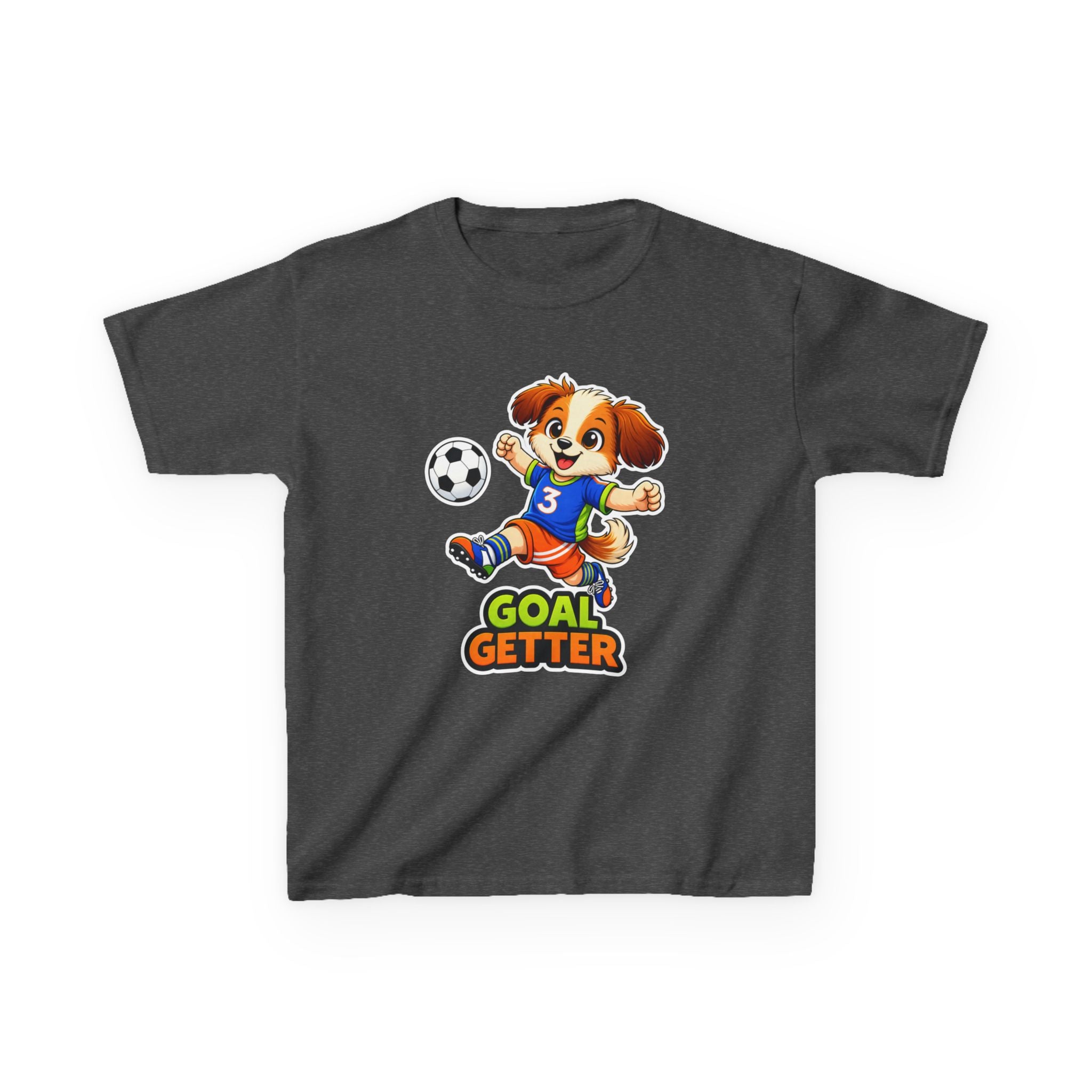 Kids Soccer T-Shirt — 'Puppy Power' Cute Soccer Player Dog Graphic Tee