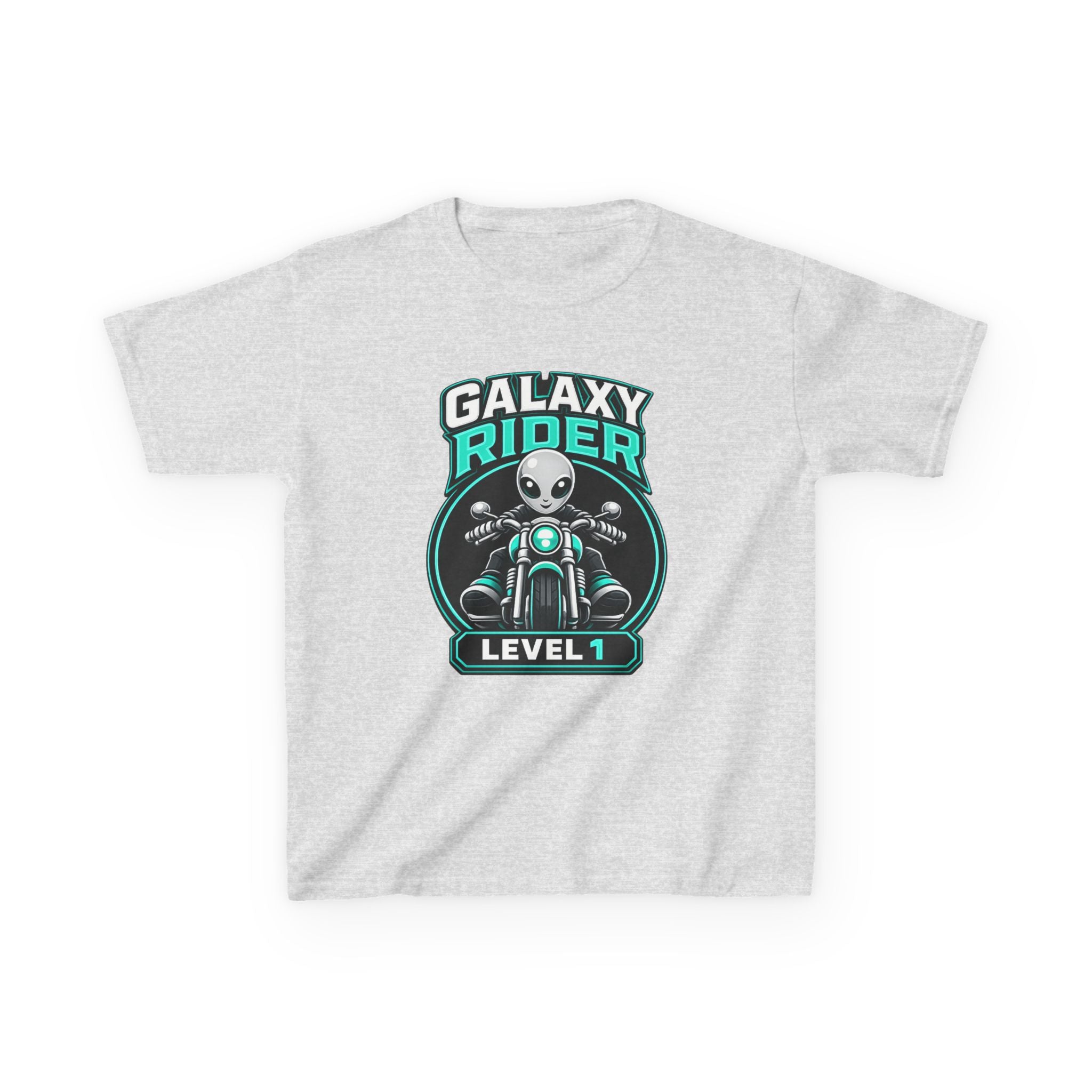 Kids Alien T-Shirt — 'Galaxy Rider Level 1' Alien Motorcycle Graphic Tee