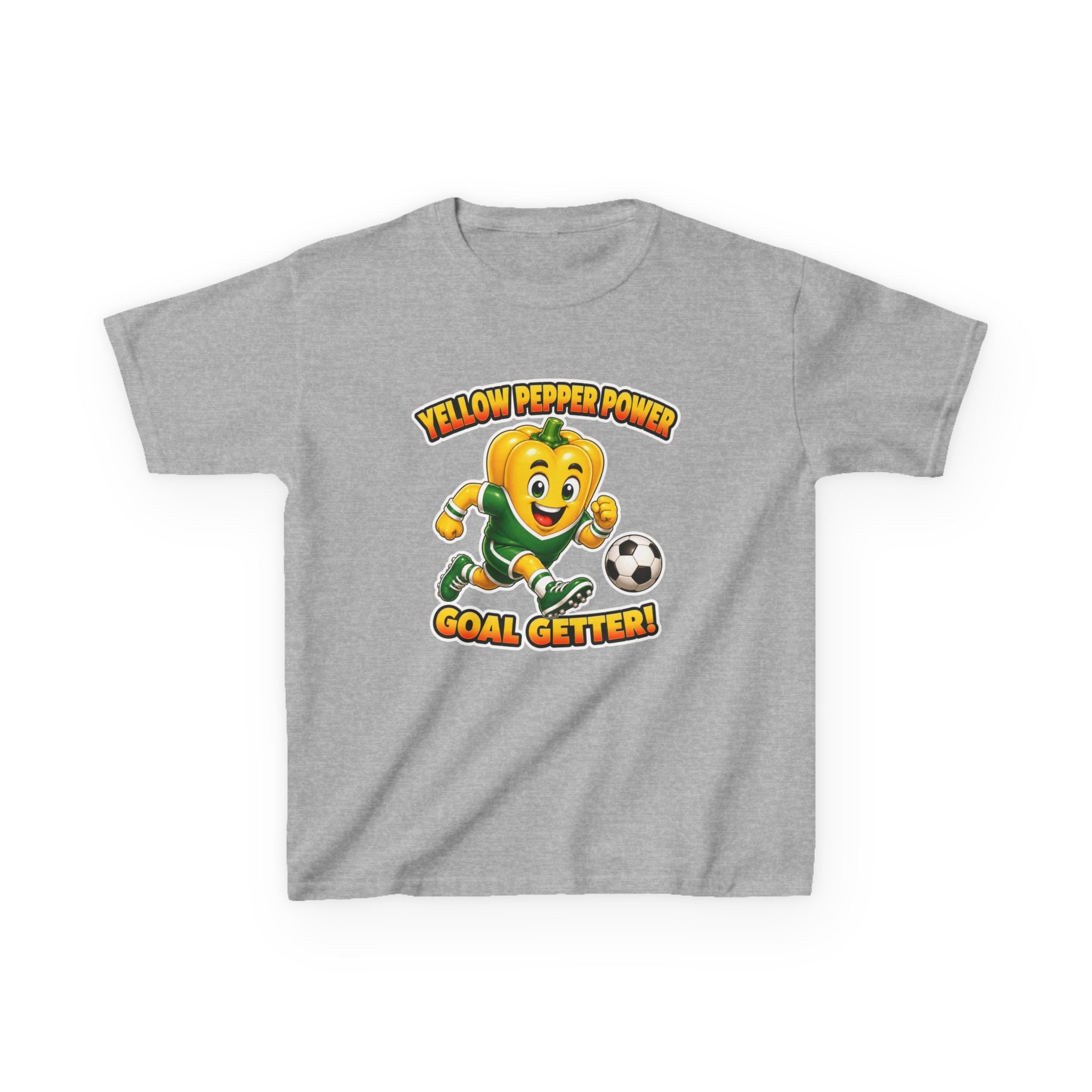 Kids Soccer T-Shirt — 'Yellow Pepper Power' Goal Getter Graphic Tee