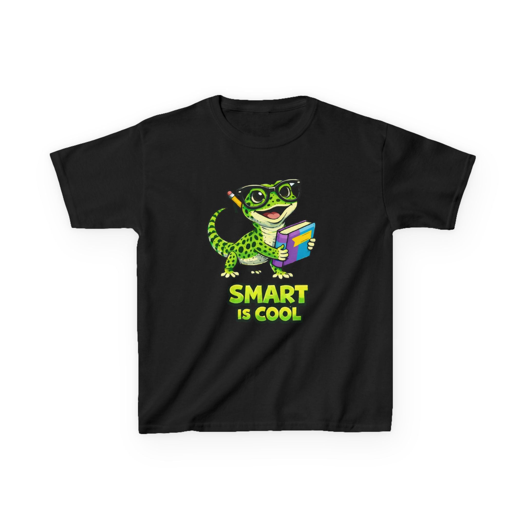 Kids Gecko T-Shirt — 'Smart Is Cool' Cartoon Gecko Graphic Tee