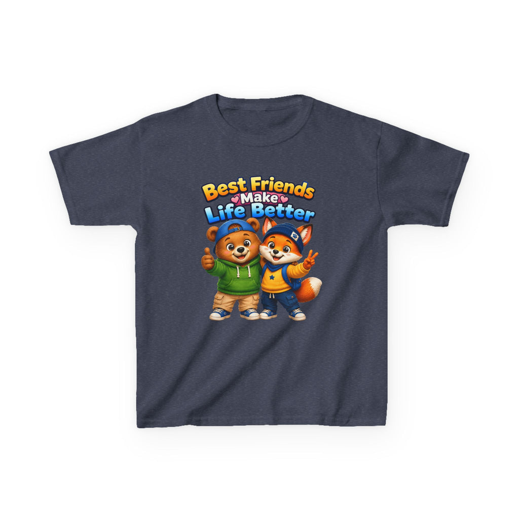 Kids Friendship T-Shirt — 'Best Friends Make Life Better' Cute Bear & Fox Graphic Tee