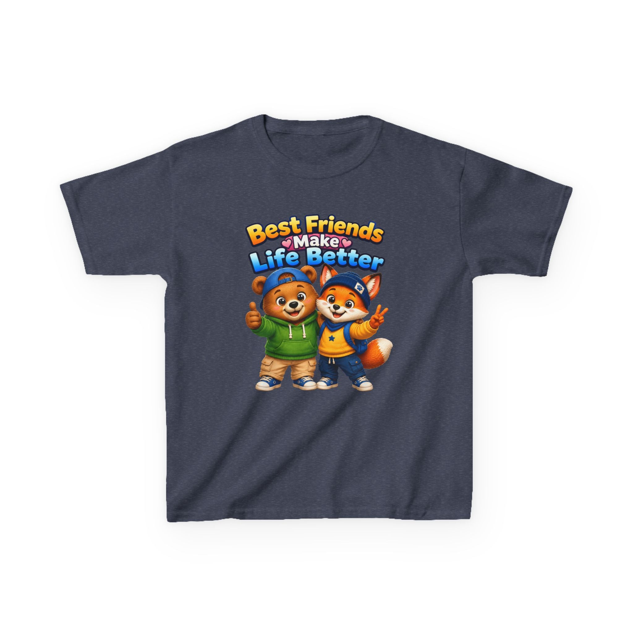Kids Friendship T-Shirt — 'Best Friends Make Life Better' Cute Bear & Fox Graphic Tee