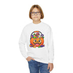 Kidxtr™ Kids Pumpkin Sweatshirt — 'Trick or Treat' Jack-O-Lantern Candy Basket Graphic Crewneck