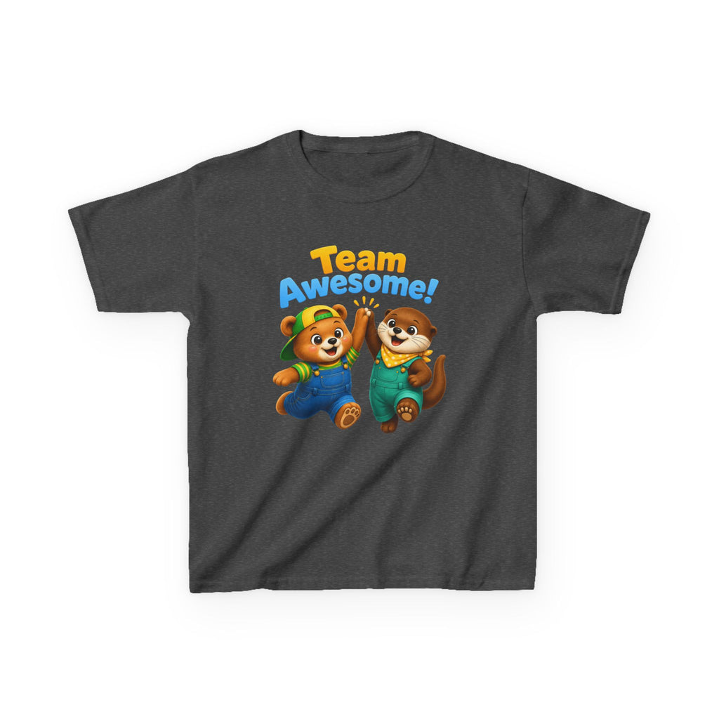 Kids Teamwork T-Shirt — 'Team Awesome!' High-Five Bear & Otter Graphic Tee