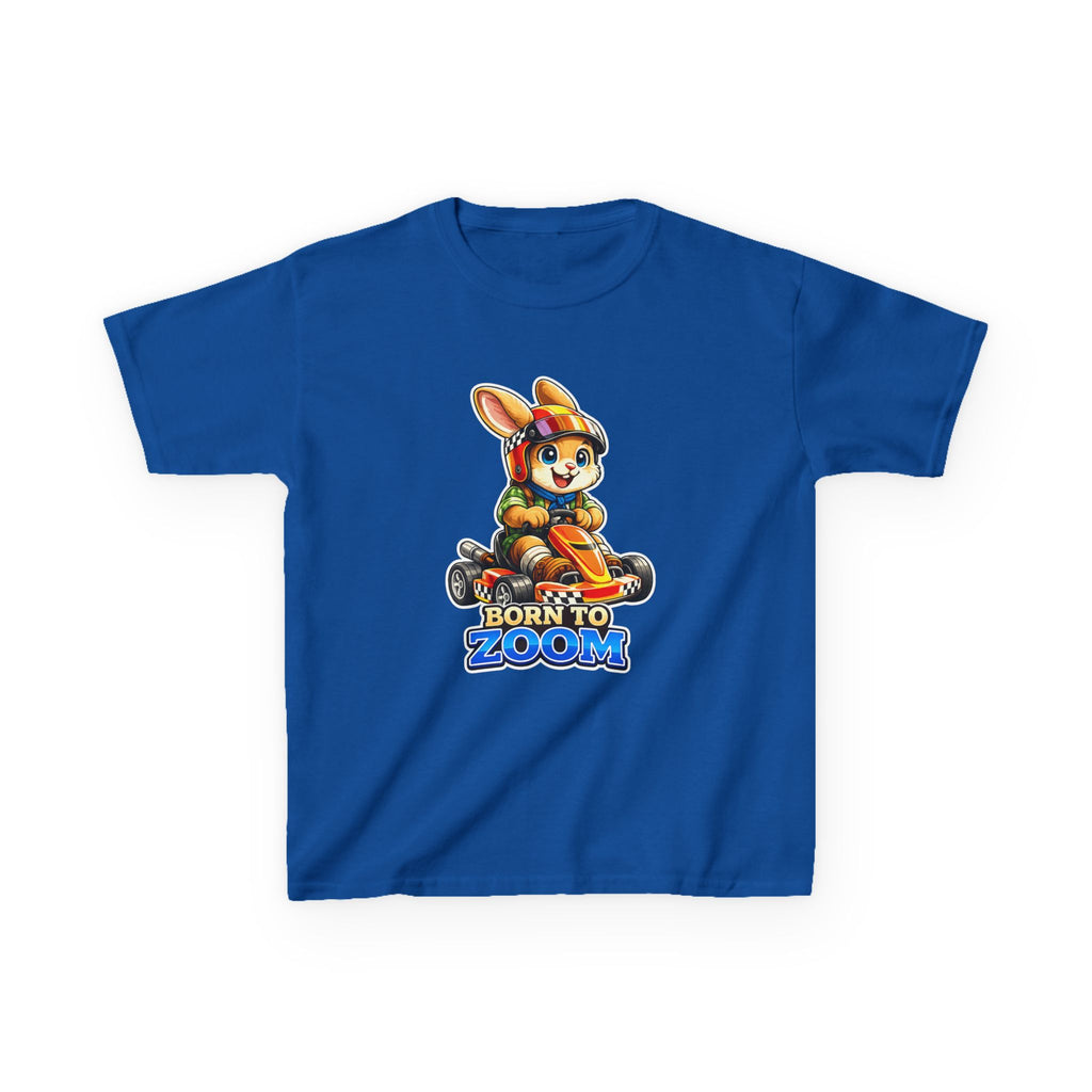 Kids Racing T-Shirt — 'Born to Zoom' Racing Bunny Graphic Tee
