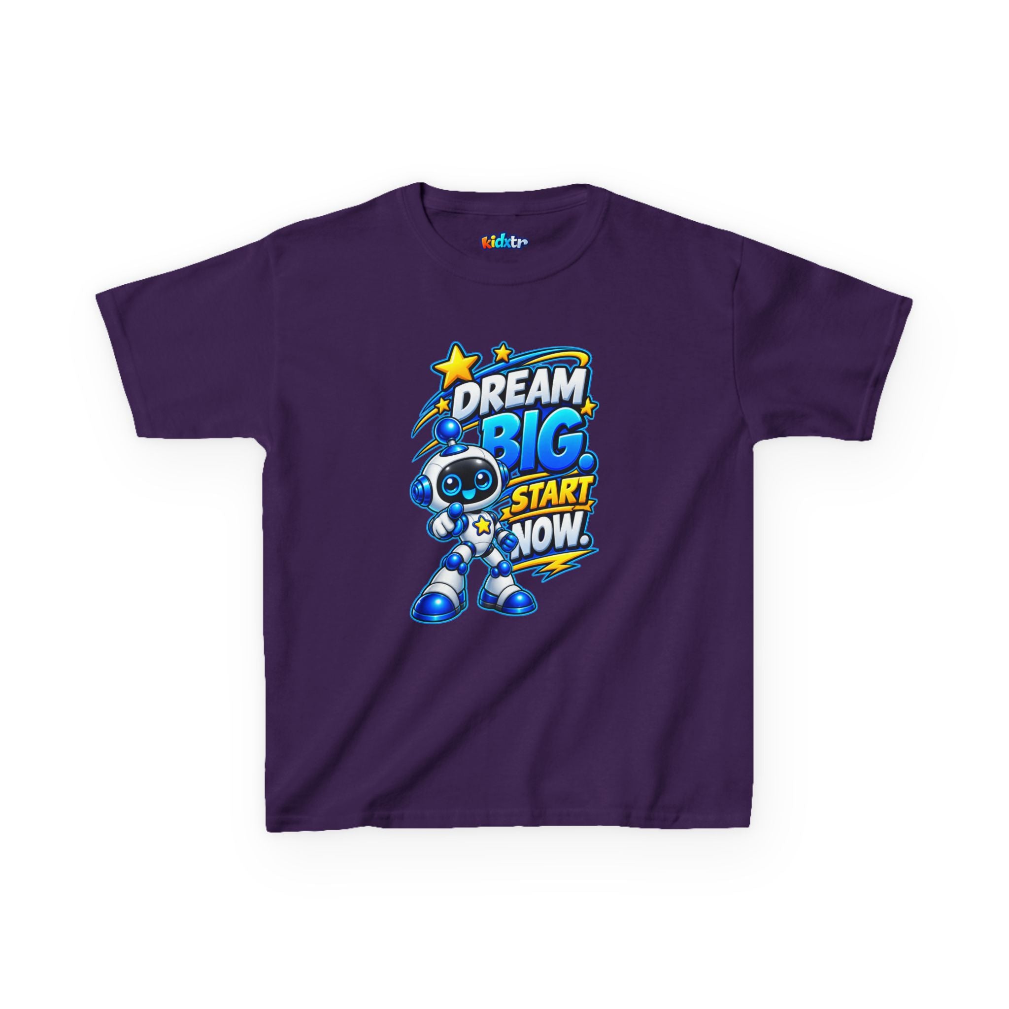 Kidxtr™ Kids Robot T-Shirt — 'Dream Big, Start Now' Motivational Robot Graphic Tee
