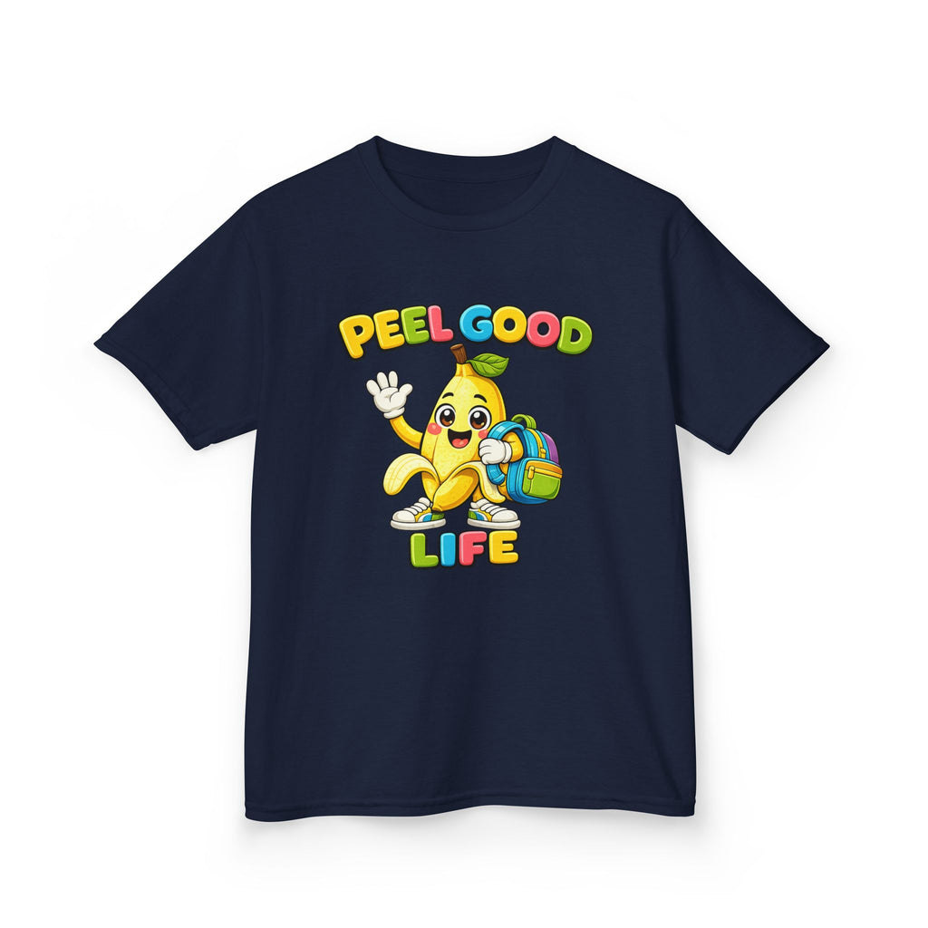 Kids Banana T-Shirt — 'Peel Good Life' Cartoon Banana Graphic Tee