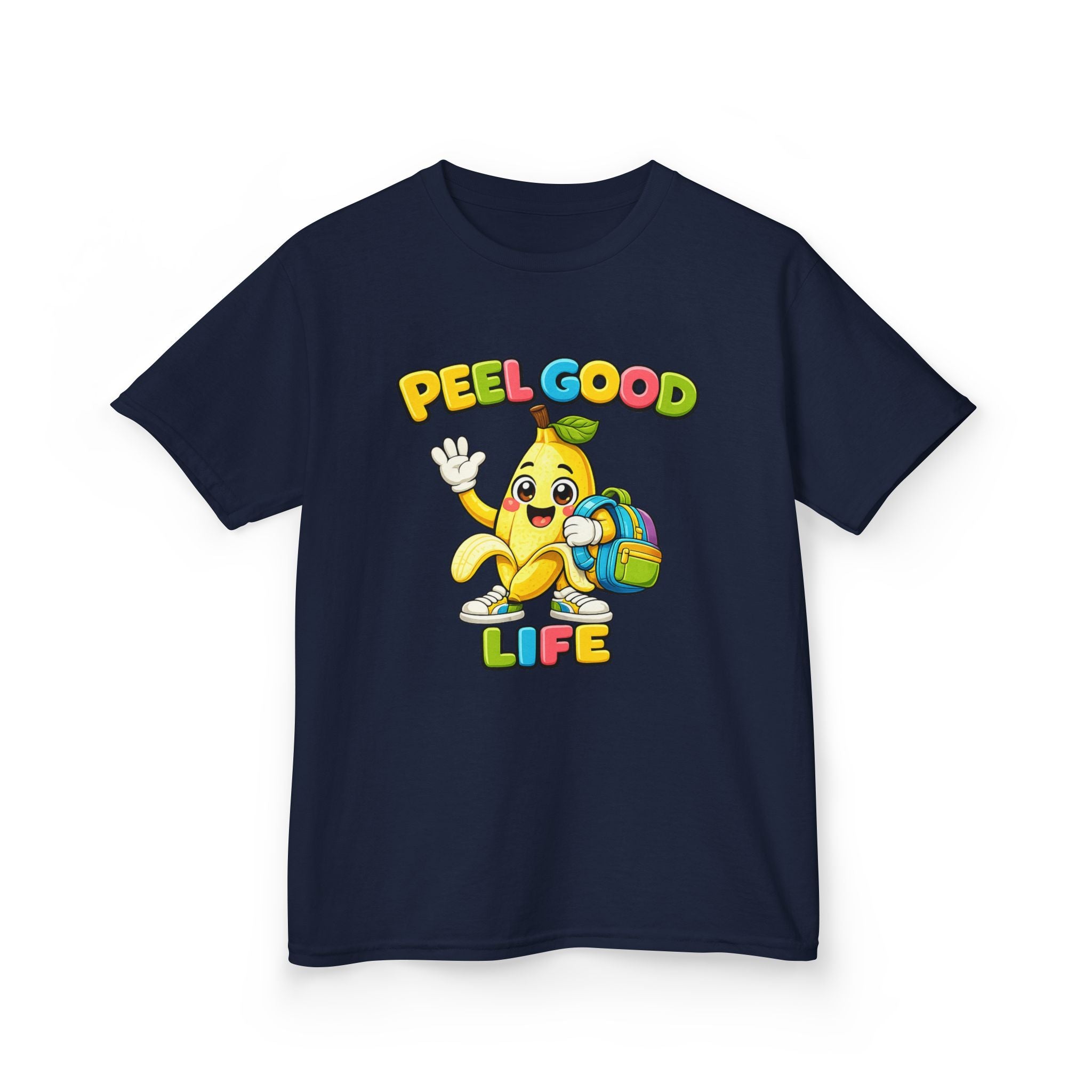 Kids Banana T-Shirt — 'Peel Good Life' Cartoon Banana Graphic Tee