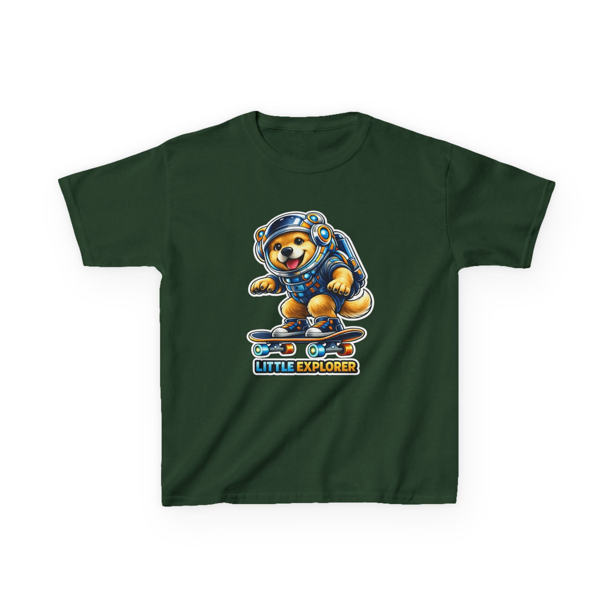 Kids Skateboard T-Shirt — 'Little Explorer' Skateboarding Puppy Graphic Tee