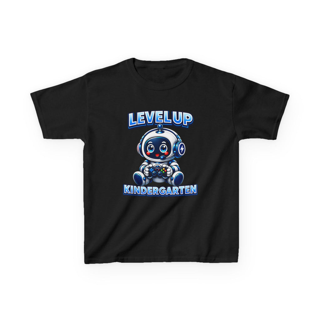 Level Up Kindergarten Robot Kids T‑Shirt — Back to School Shirt for Boys & Girls