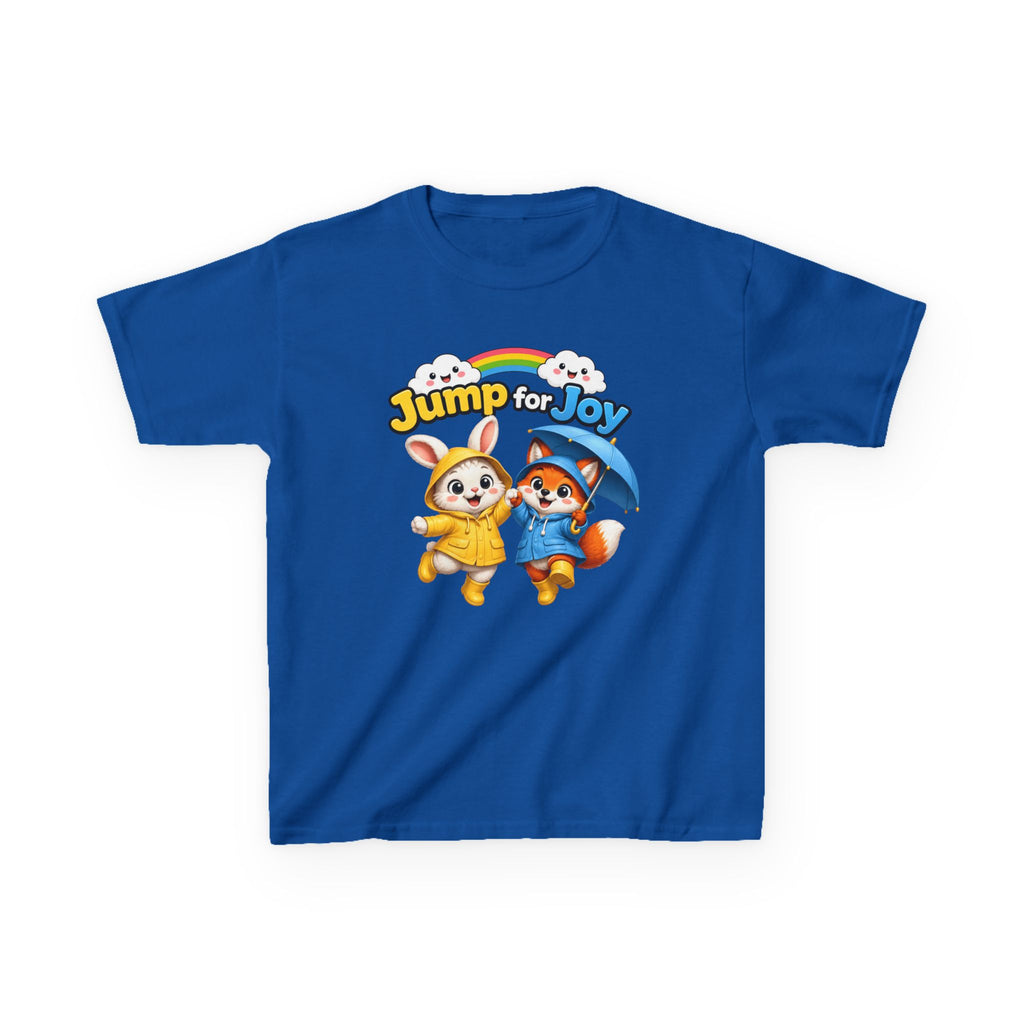 Kids Raincoat Animals T-Shirt — 'Jump for Joy' Cute Rainbow Graphic Tee