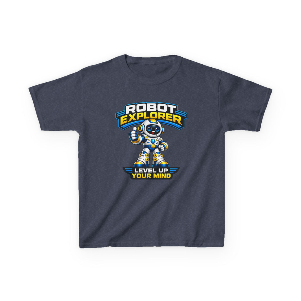 Kids T‑Shirt — "Robot Explorer: Level Up Your Mind" Cute STEM Robot Tee