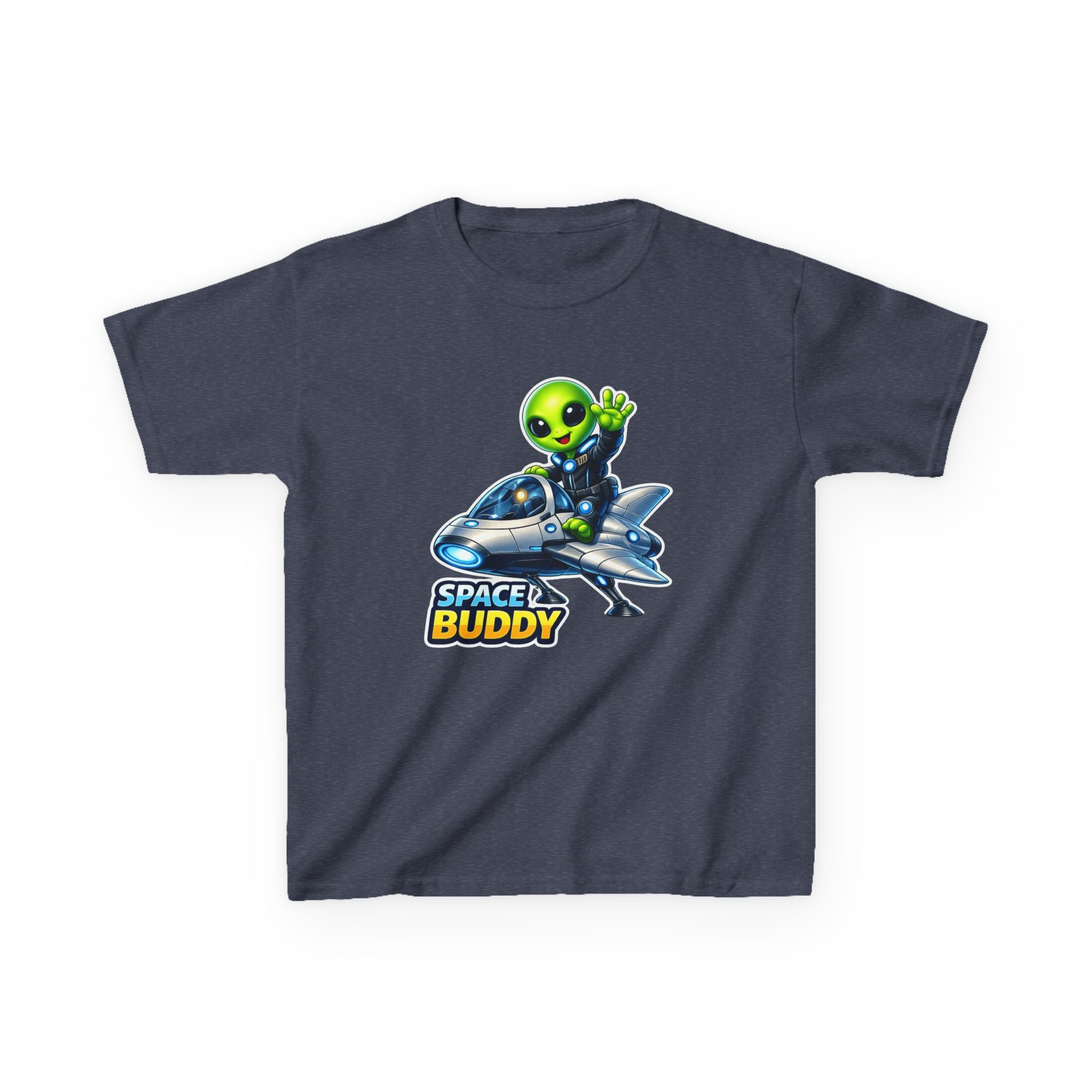 Kids Space Buddy T‑Shirt — Cute Alien in Rocket Tee for Boys & Girls