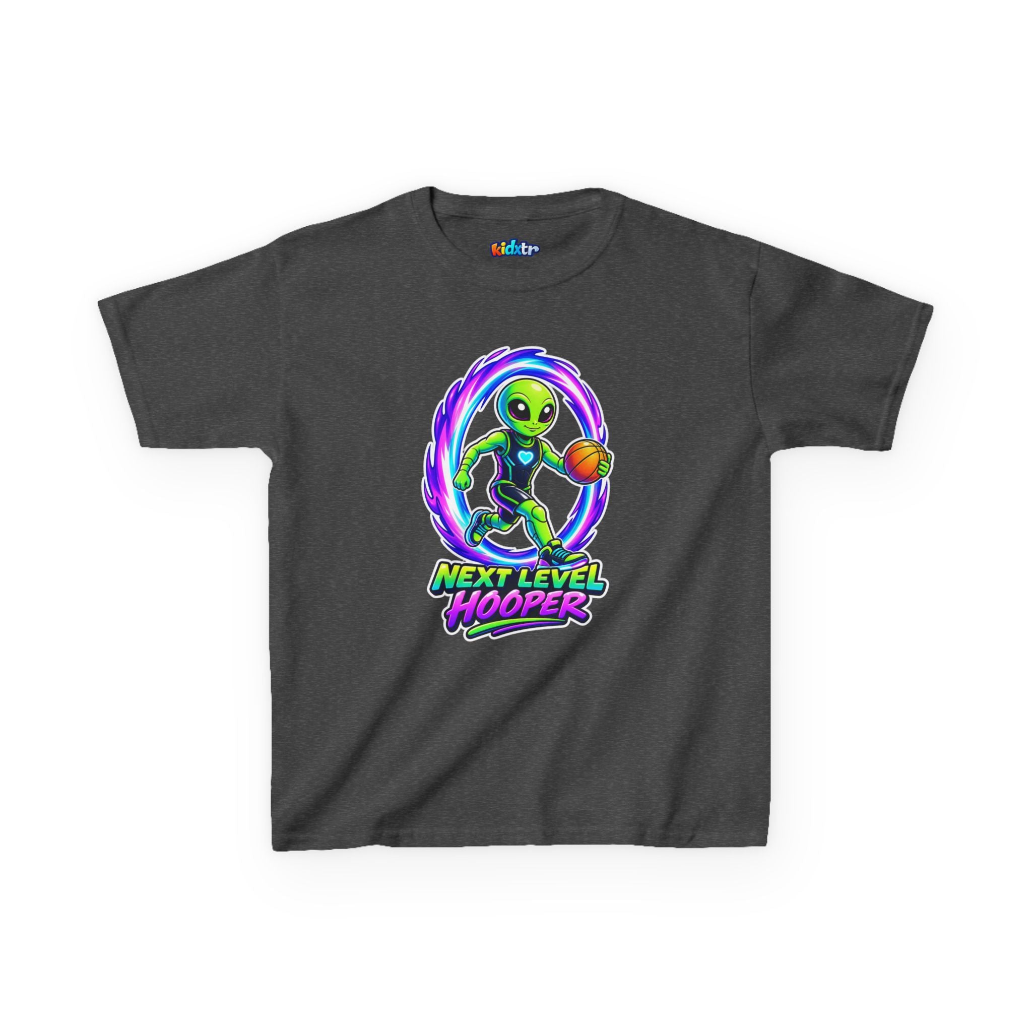 Kidxtr™ Kids Basketball T-Shirt — 'Next Level Hooper' Alien Basketball Graphic Tee