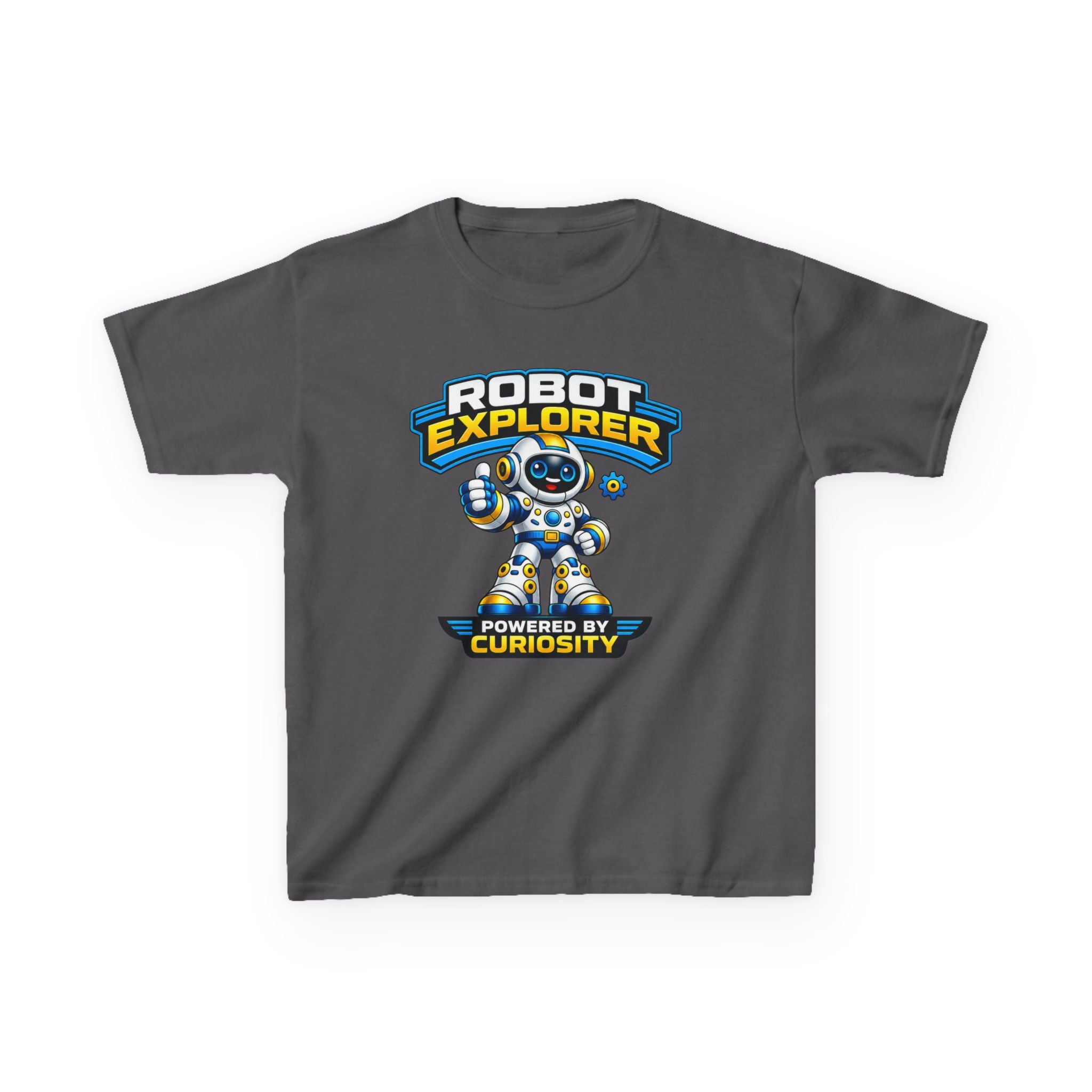 Robot Explorer Kids T‑Shirt — "Powered by Curiosity" Graphic Tee