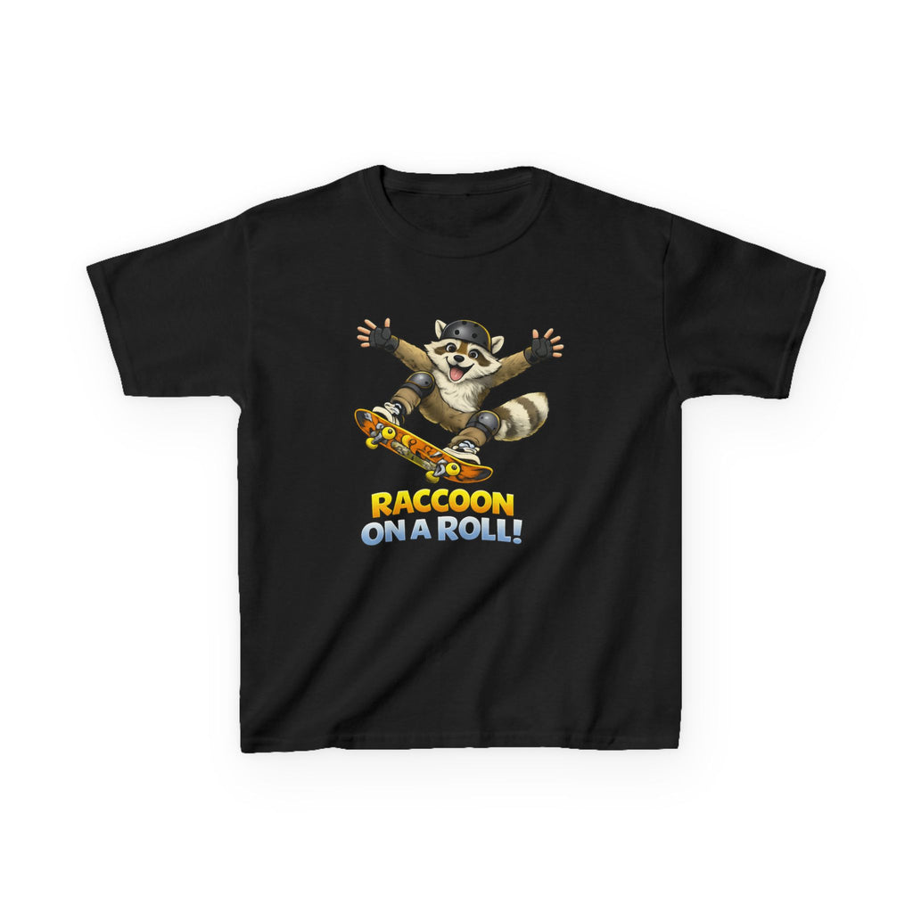 Kids Raccoon T-Shirt — 'Shred & Grin' Skateboarding Raccoon Graphic Tee