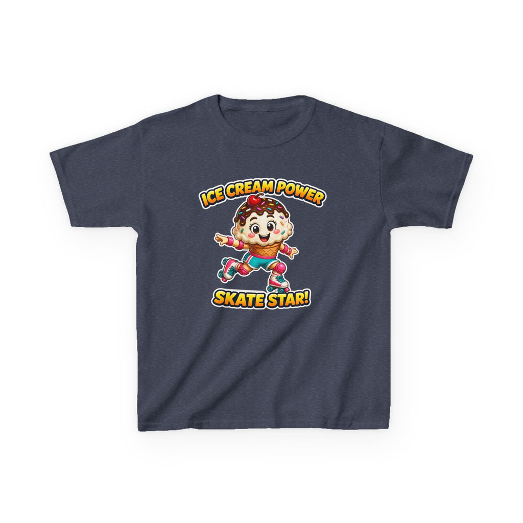Kids Skate T-Shirt — 'Ice Cream Power Skate Star!' Cute Roller Skater Graphic Tee