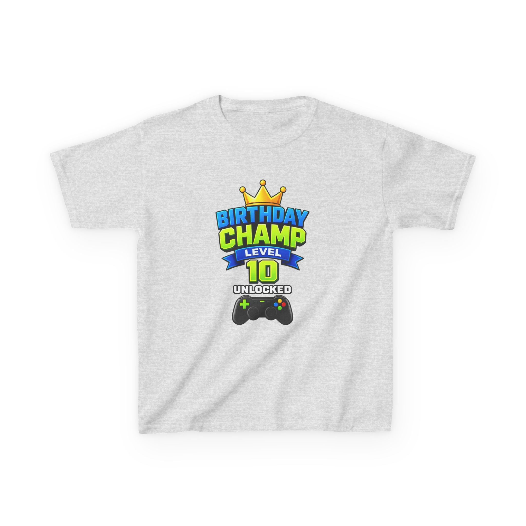 Kids Birthday T-Shirt — 'Birthday Champ' Level 10 Unlocked Gamer Graphic Tee