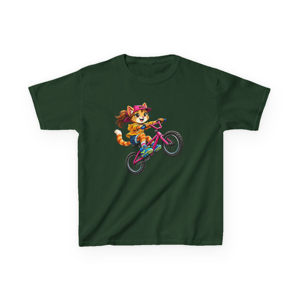 Kids Fox T-Shirt — 'Ride Bold' Cartoon Fox Girl on Bike Graphic Tee