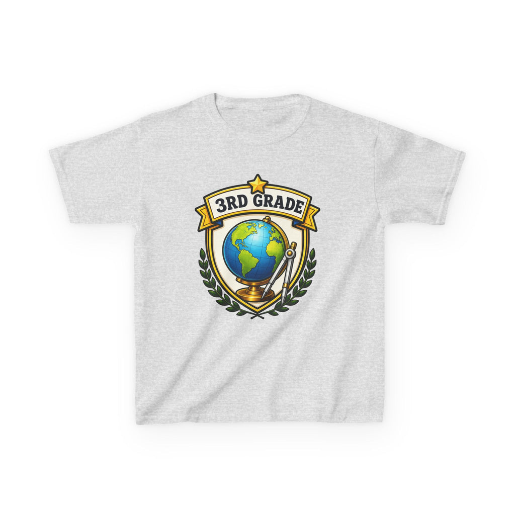 Kids 3rd Grade T-Shirt — 'Globe Badge' Back-to-School Graphic Tee