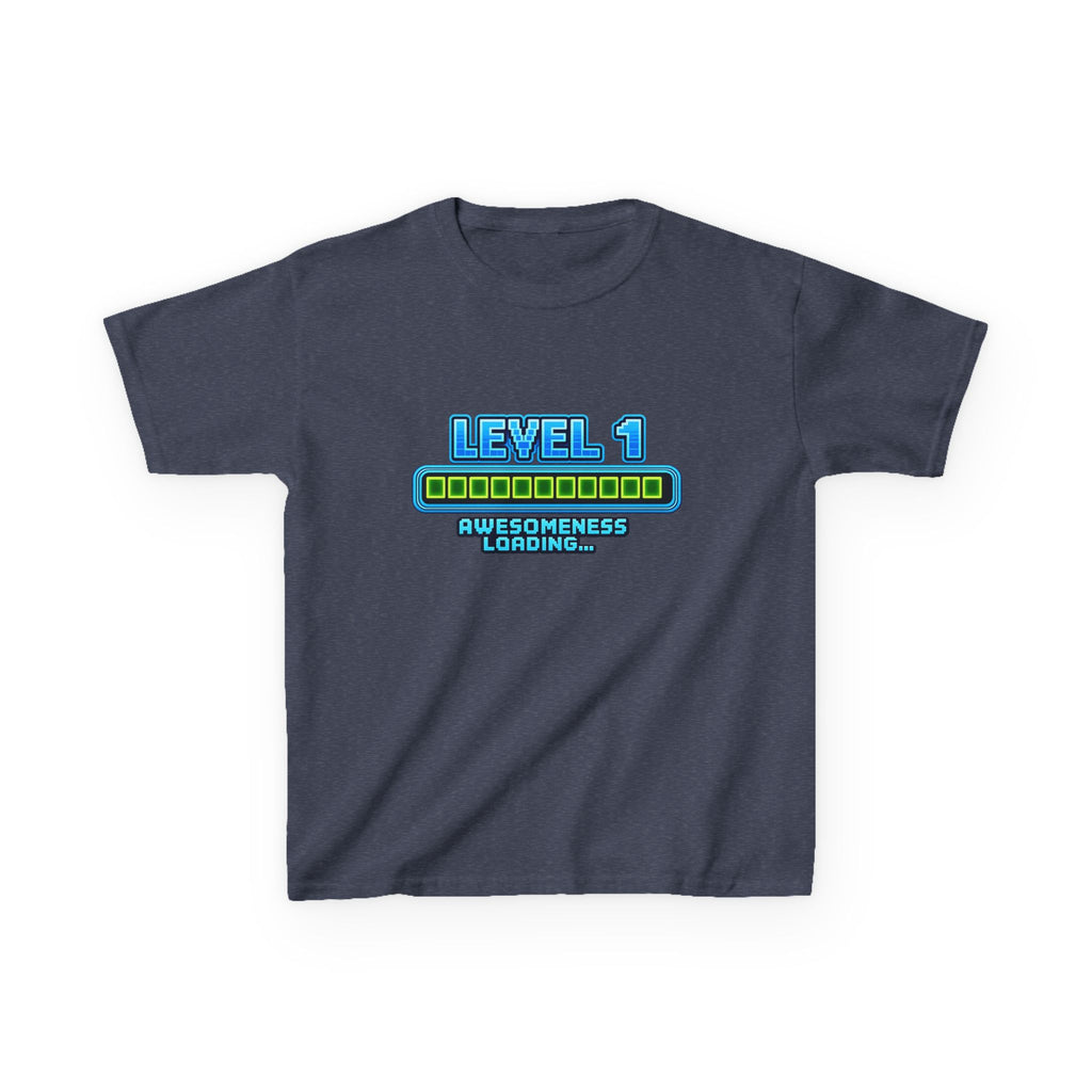 Kids Gaming T-Shirt — 'Level 1 Awesomeness Loading' Gamer Birthday Graphic Tee