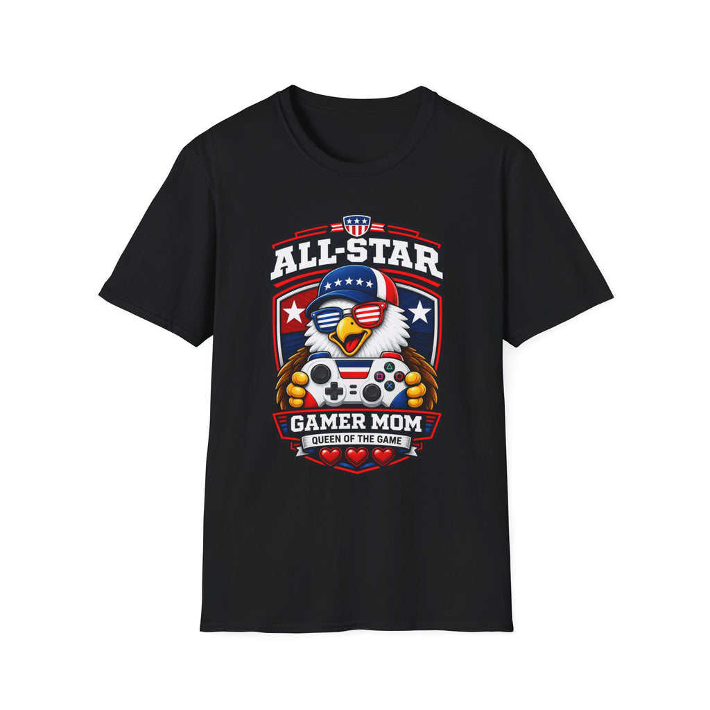 All-Star Gamer Mom T-Shirt — Patriotic Eagle Gaming Graphic Tee
