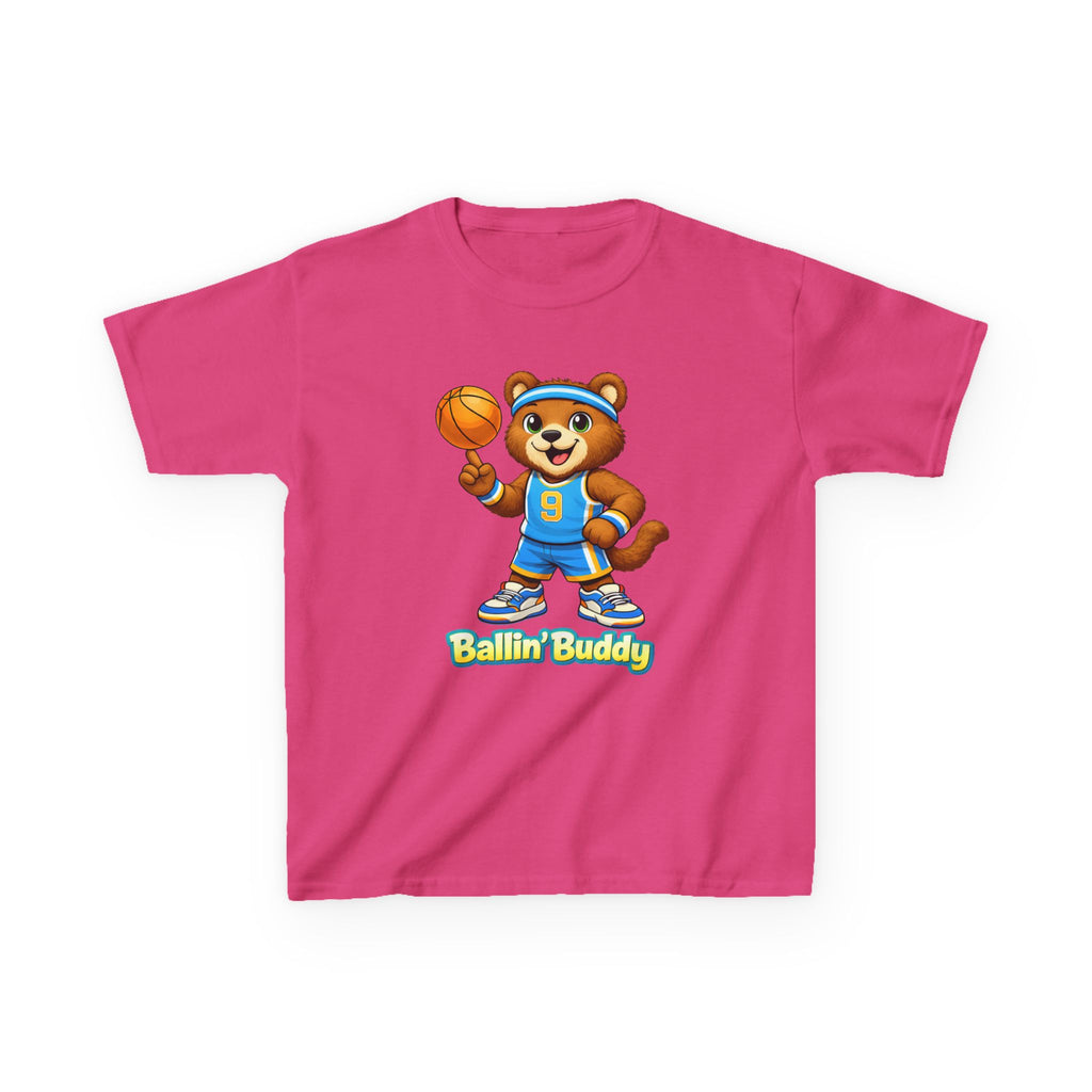 Kidxtr™ Kids Basketball T-Shirt — 'Ballin' Buddy' Cute Bear Basketball Graphic Tee