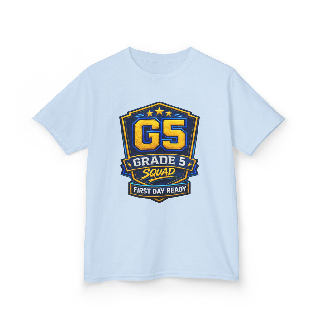 Kids Grade 5 T-Shirt — 'G5 Squad' First Day Ready Back-to-School Graphic Tee