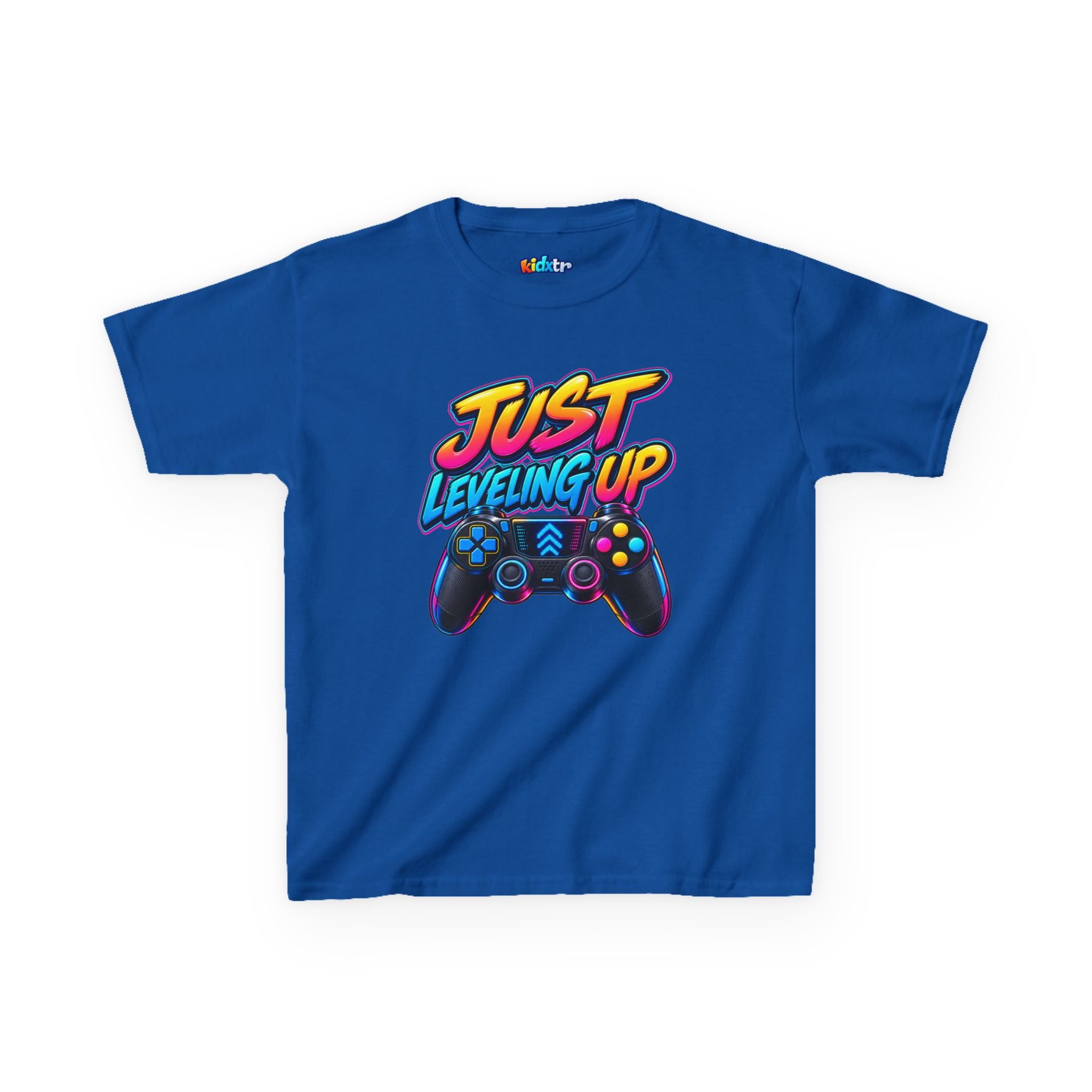 Kidxtr™ Kids Gaming T-Shirt — 'Just Leveling Up' Controller Graphic Tee