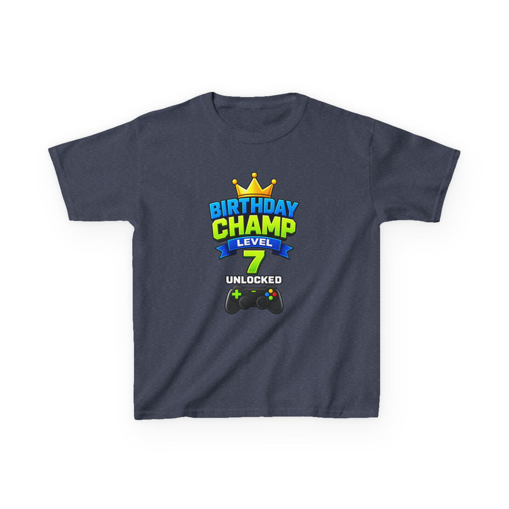 Kids Birthday T-Shirt — 'Birthday Champ' Level 7 Unlocked Gamer Graphic Tee