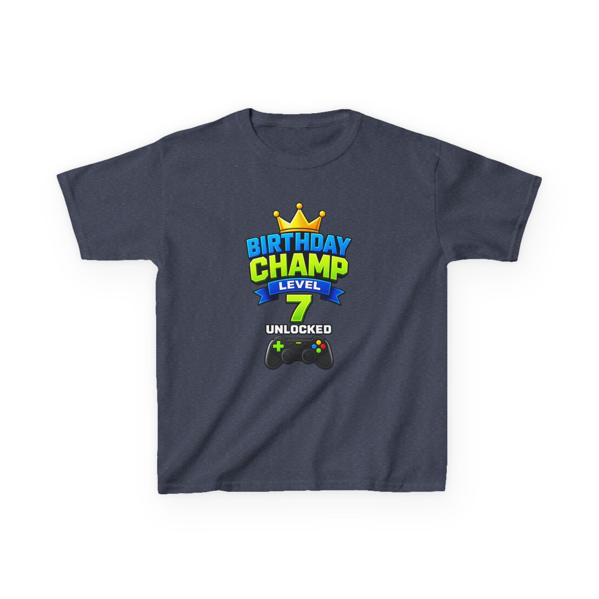 Kids Birthday T-Shirt — 'Birthday Champ' Level 7 Unlocked Gamer Graphic Tee