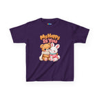Kidxtr™ Kids Bear & Bunny T-Shirt — 'My Happy Is You' Cute Animal Graphic Tee