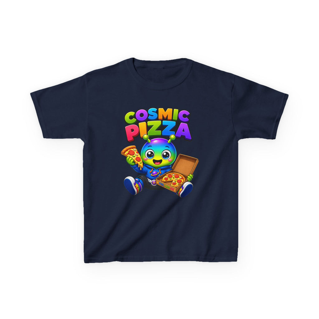 Kids Cosmic Pizza T-Shirt — 'Cosmic Pizza' Cute Alien Eating Pizza Graphic Tee