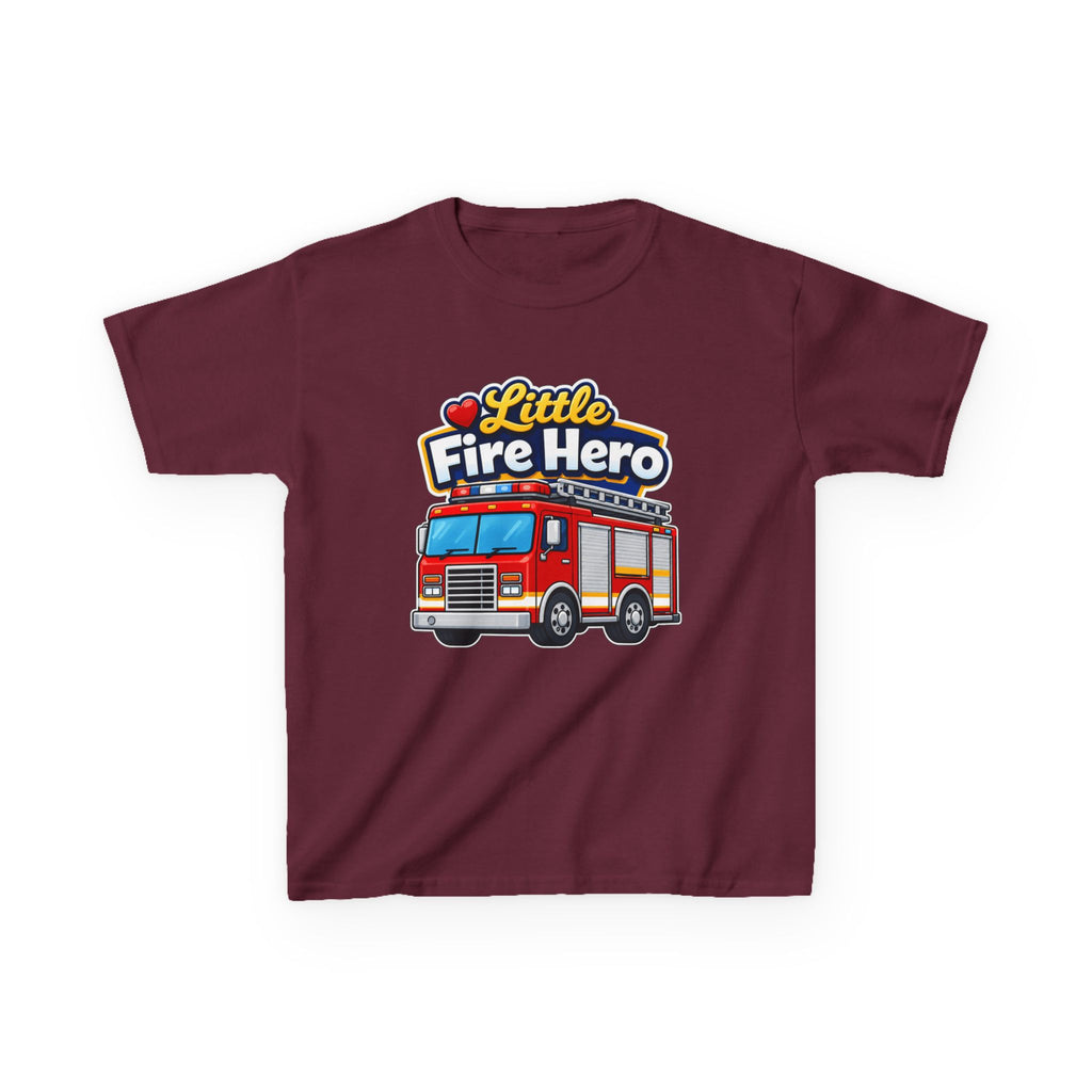 Kids Firefighter T-Shirt — 'Little Fire Hero' Firetruck Graphic Tee