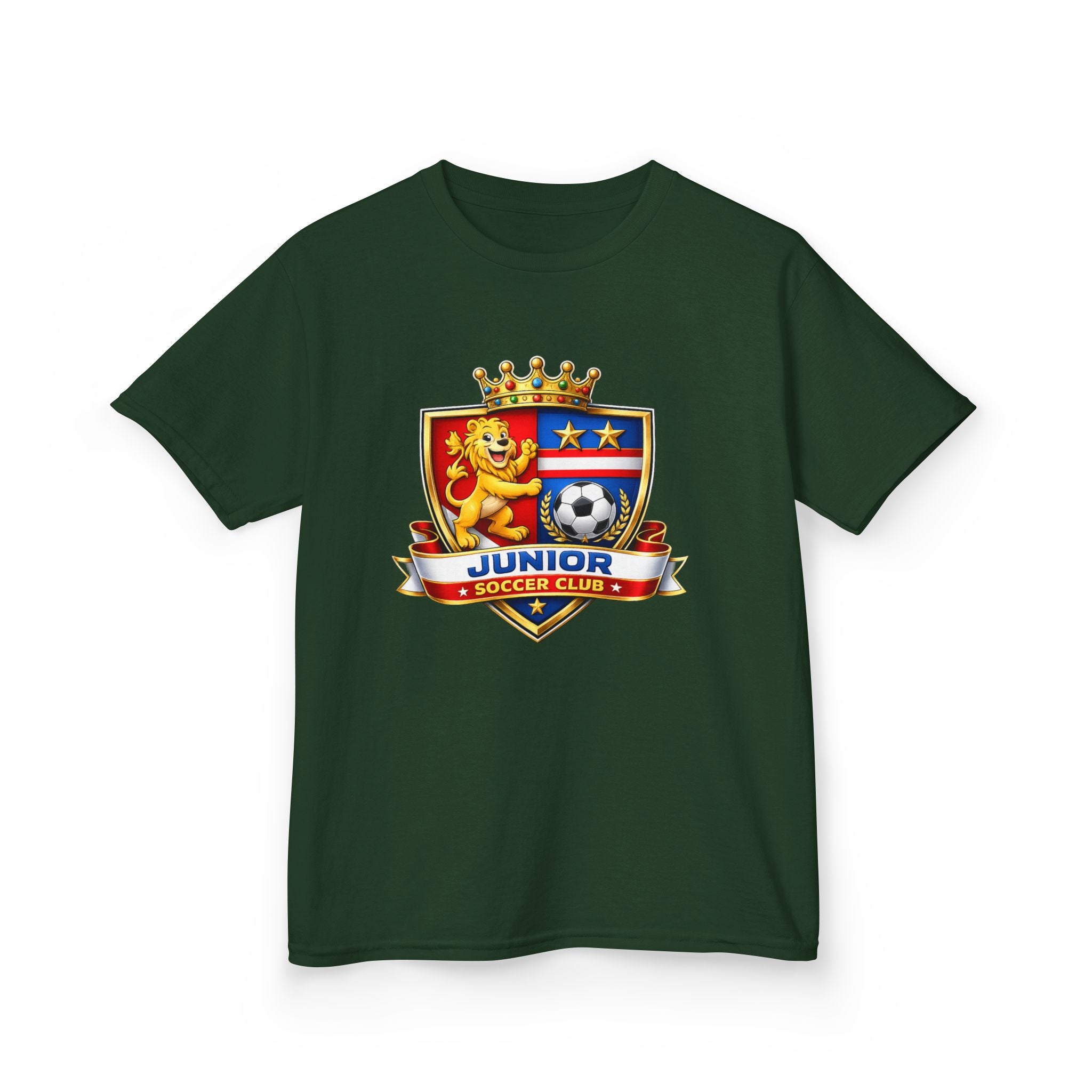 Kids Soccer T-Shirt — 'Junior Soccer Club' Crest Graphic Tee