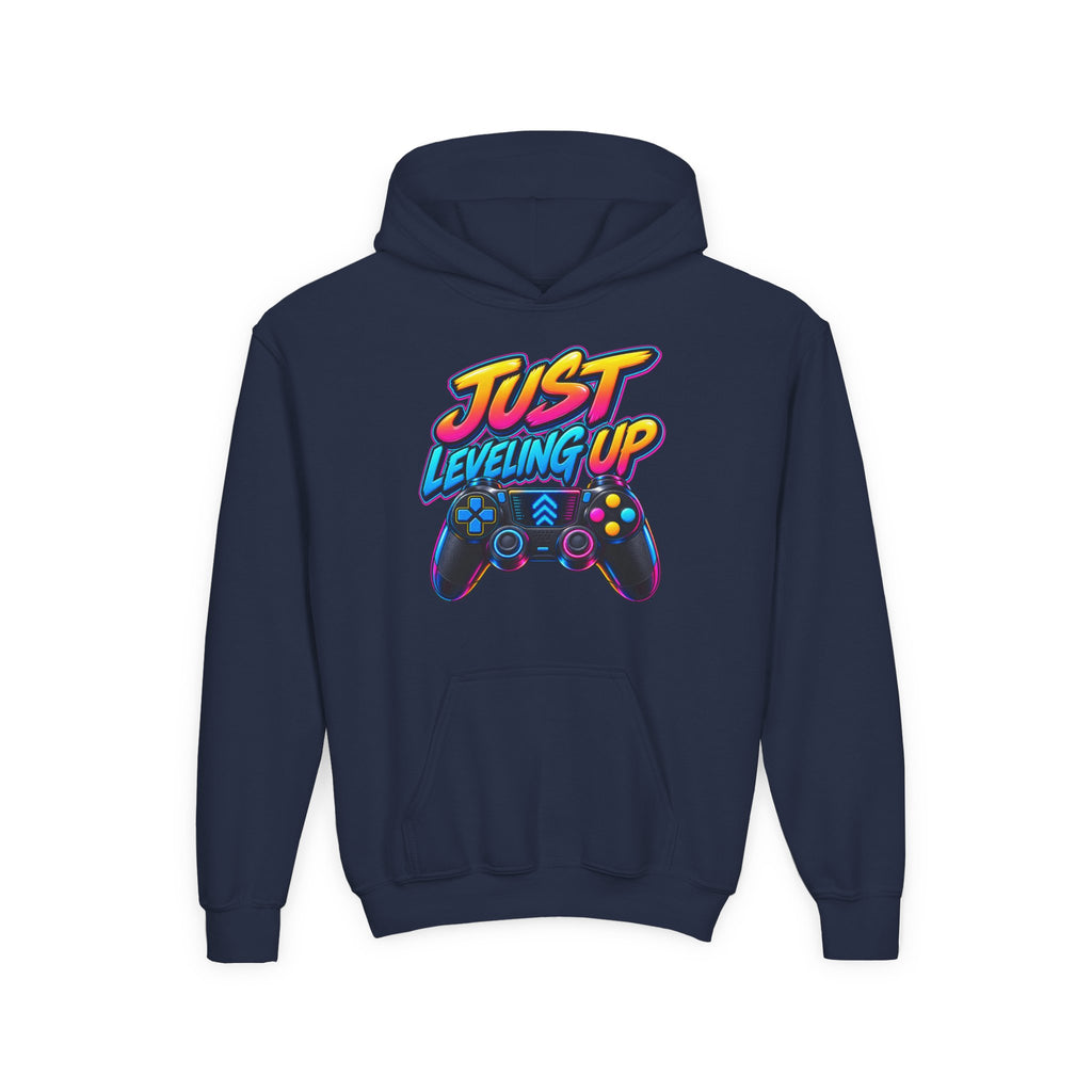 Kidxtr™ Kids Gamer Hoodie — 'Just Level Up' Gamer Graphic Sweatshirt