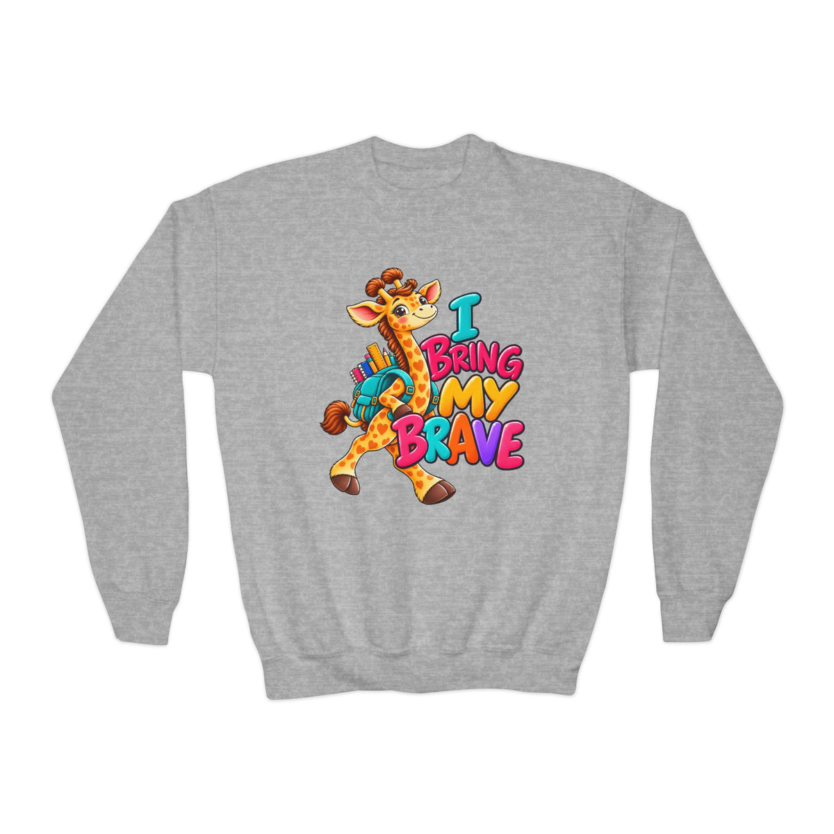Kidxtr™ Kids Giraffe Sweatshirt — 'I Bring My Brave' Graphic Crewneck